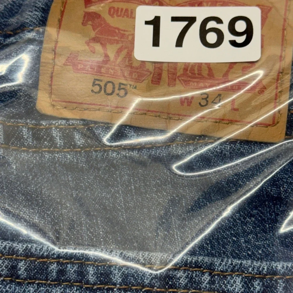 Levi's 505‎ Denim Shorts Mens 34 Blue Regular Fit Straight Leg Mid Wash Jorts